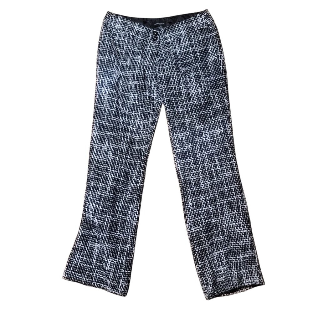 Luciano Dante Womens Black White Textured‎ Tweed Straight Leg Dress Pants Size 8